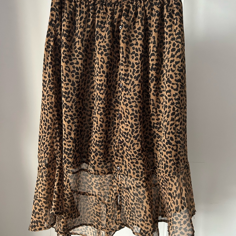 New Directions Asymmetrical Leopard Print Skirt
